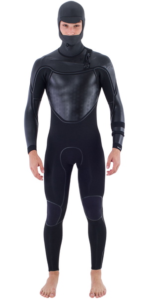 2025 Hurley Mens Max 5/3+mm Hooded Chest Zip Wetsuit MFS0011503 - Black
